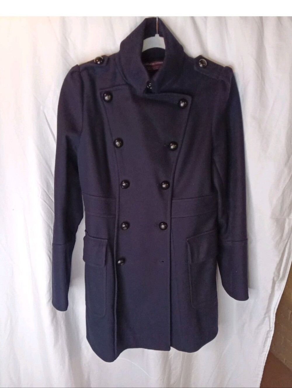 Comptoir Des Cotonniers Double-Breasted Navy Wool Coat Sz Medium US 42-Euro